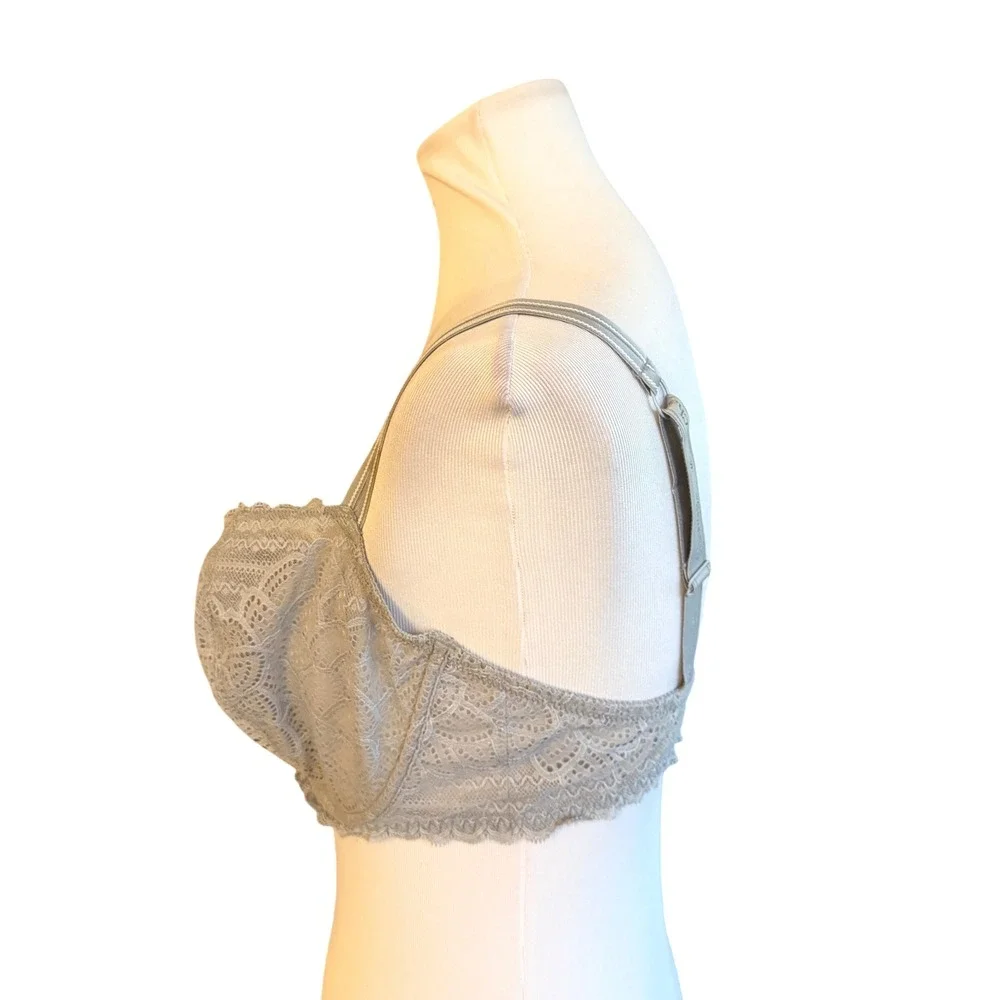 Chantelle Rive Gauche Bra Women 36DDDD Gray Lace Underwire C17450 Full Coverage